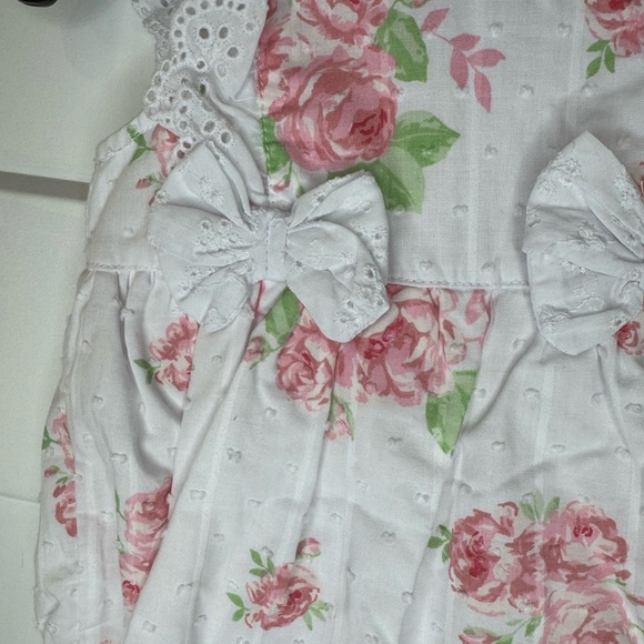 Laura Ashley London 3-6 month pink floral one piece with snap closure K1.2 - Picture 3 of 8